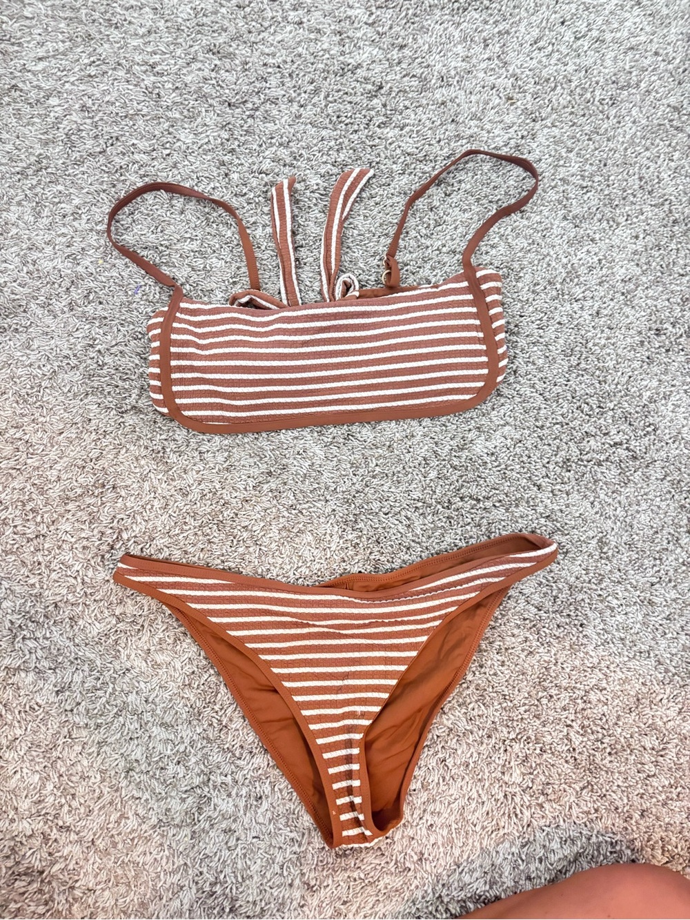 l*space Rust and White Striped Bikini Set